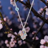 Rainbow Hamsa Hand Necklace