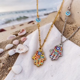 Rainbow Hamsa Hand Necklace